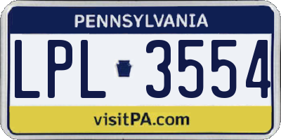 PA license plate LPL3554