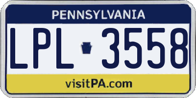 PA license plate LPL3558