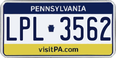 PA license plate LPL3562