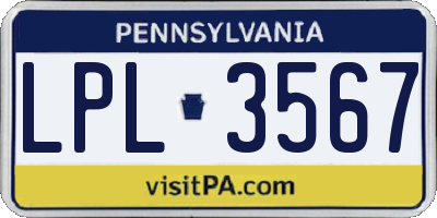 PA license plate LPL3567