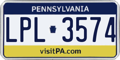 PA license plate LPL3574