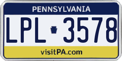 PA license plate LPL3578