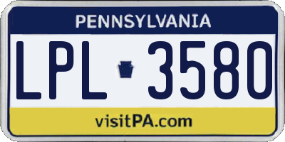 PA license plate LPL3580