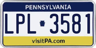 PA license plate LPL3581