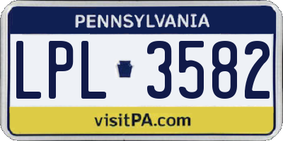 PA license plate LPL3582