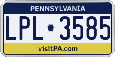 PA license plate LPL3585