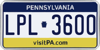 PA license plate LPL3600