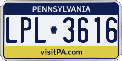 PA license plate LPL3616