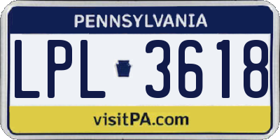 PA license plate LPL3618
