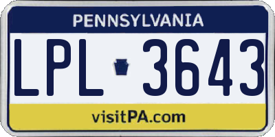 PA license plate LPL3643