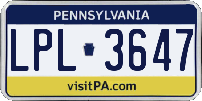 PA license plate LPL3647