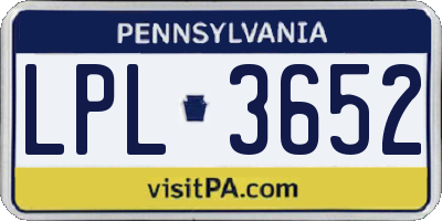 PA license plate LPL3652