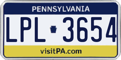 PA license plate LPL3654