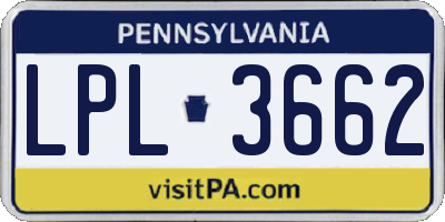 PA license plate LPL3662