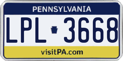 PA license plate LPL3668