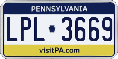 PA license plate LPL3669