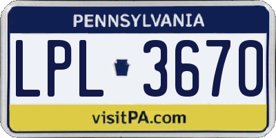 PA license plate LPL3670