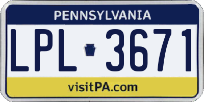 PA license plate LPL3671