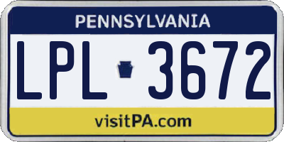 PA license plate LPL3672