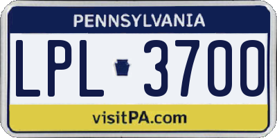 PA license plate LPL3700