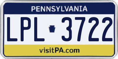 PA license plate LPL3722