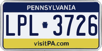 PA license plate LPL3726