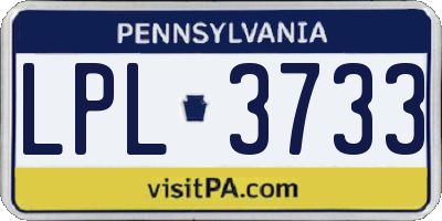 PA license plate LPL3733