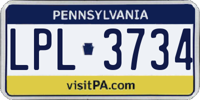 PA license plate LPL3734