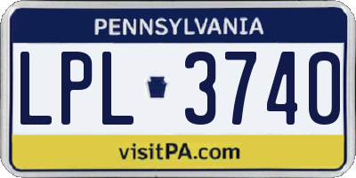 PA license plate LPL3740