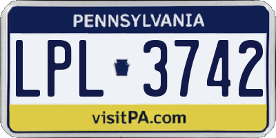 PA license plate LPL3742