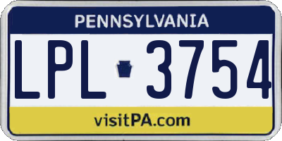 PA license plate LPL3754