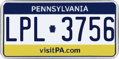 PA license plate LPL3756