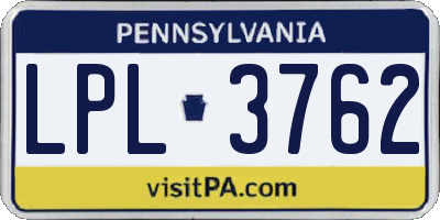 PA license plate LPL3762