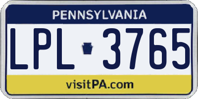 PA license plate LPL3765