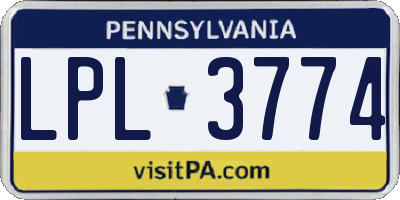 PA license plate LPL3774