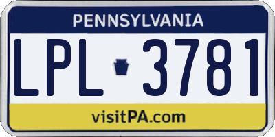 PA license plate LPL3781