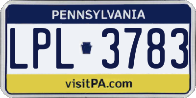 PA license plate LPL3783