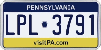 PA license plate LPL3791