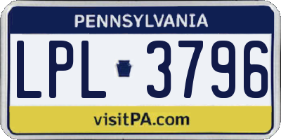 PA license plate LPL3796