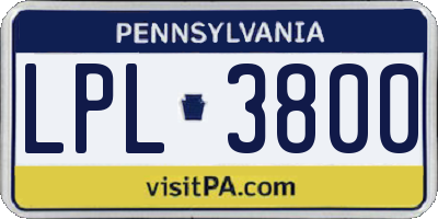 PA license plate LPL3800