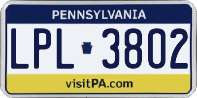PA license plate LPL3802