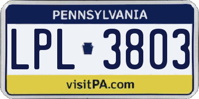 PA license plate LPL3803