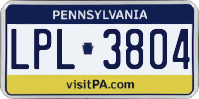 PA license plate LPL3804