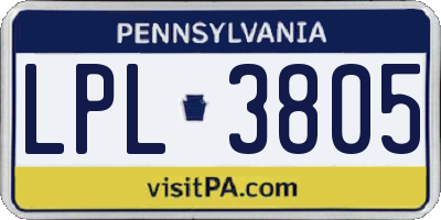 PA license plate LPL3805