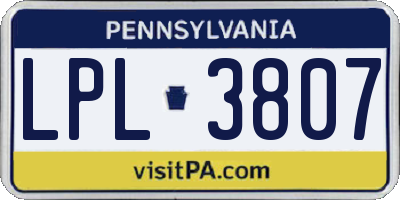 PA license plate LPL3807