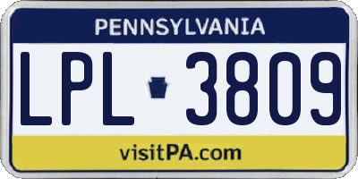 PA license plate LPL3809