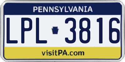 PA license plate LPL3816