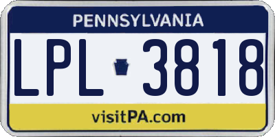 PA license plate LPL3818