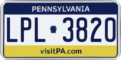 PA license plate LPL3820