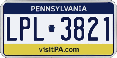 PA license plate LPL3821